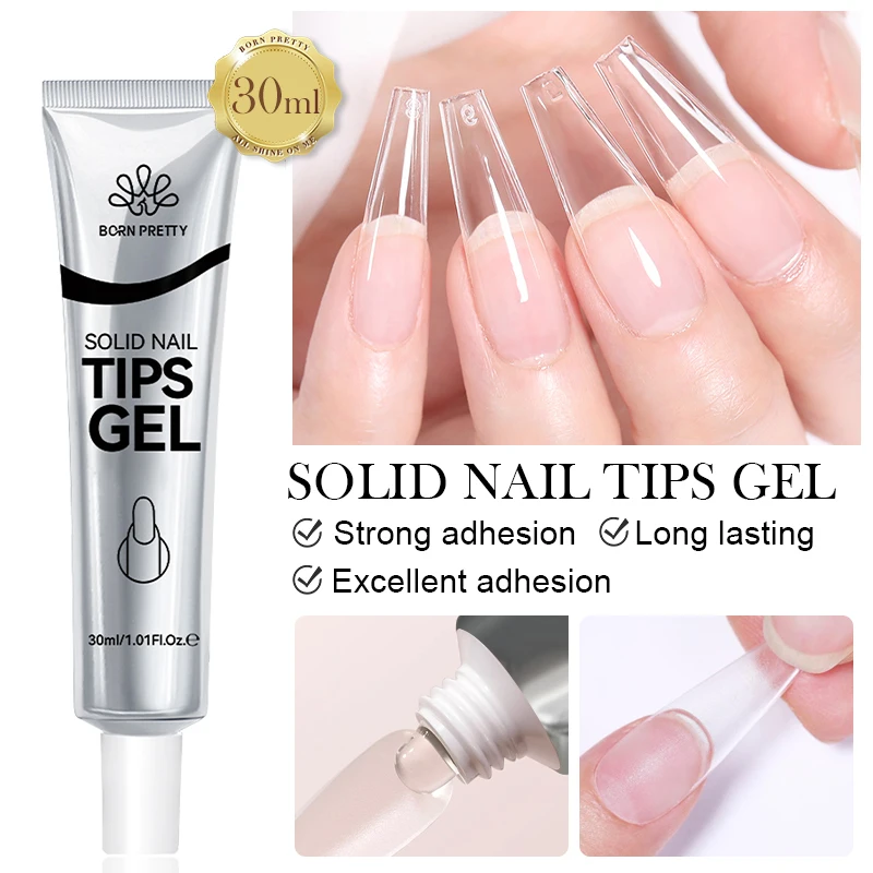 BORN PRETTY 1PC Solid Gel Nail Glue for Press on Nails Soft Gel Nail Tips Strong Adhesive Rhinestone Glue Gel for Nail Charms