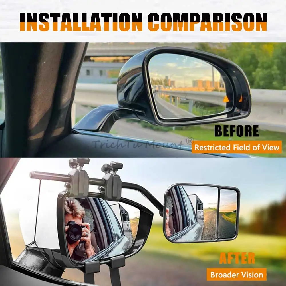 For Example RVs/Trucks/Caravan/Van/Cars/Trailers 1 Set Black Front Extension Mirrors Towing Trailer Including Mirror Universal - view 5