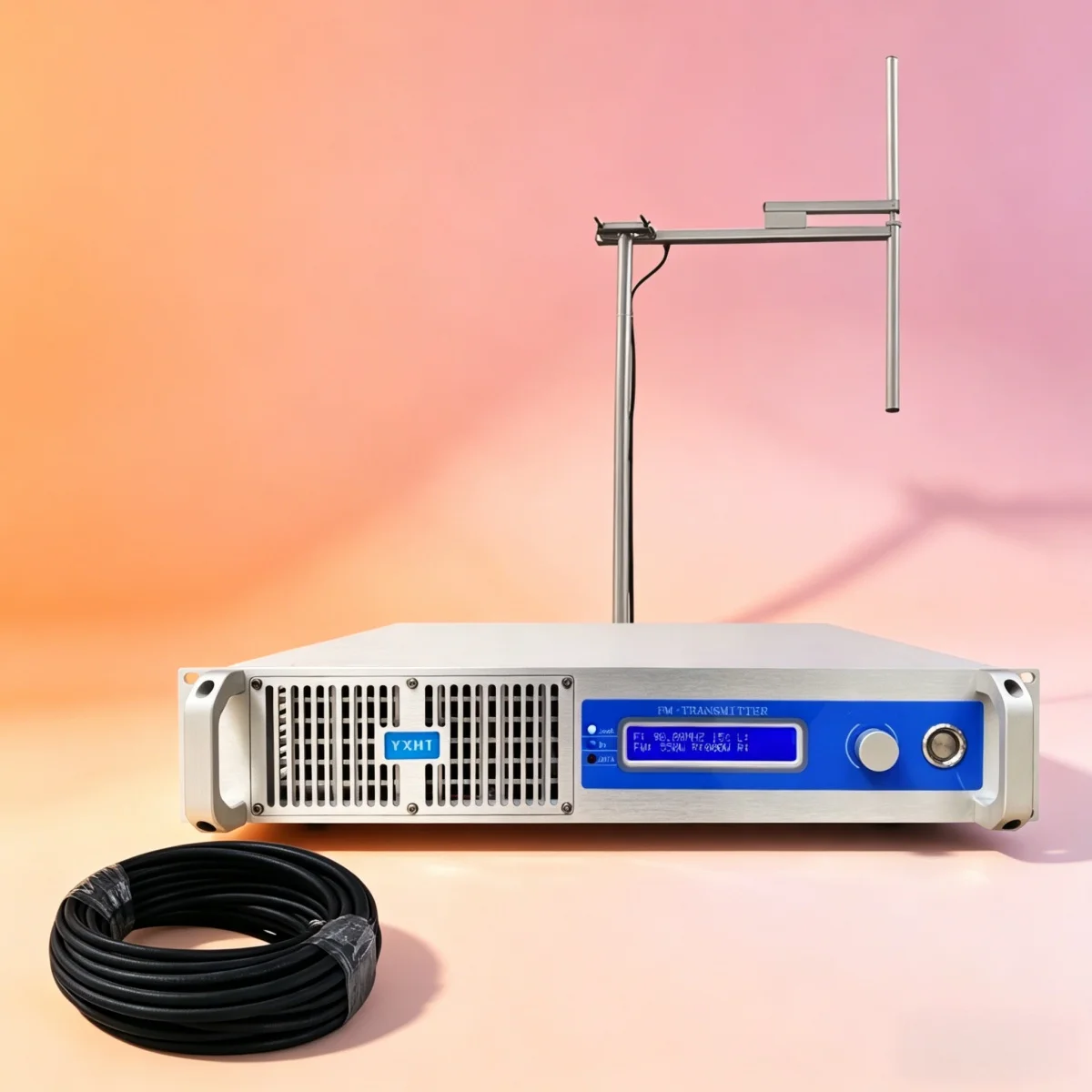 HQ- Full Radio System YXHT-1, 1KW(1000W) FM Transmitter With Fixed Antenna And Signal Cable For Radio & Disaster Alert