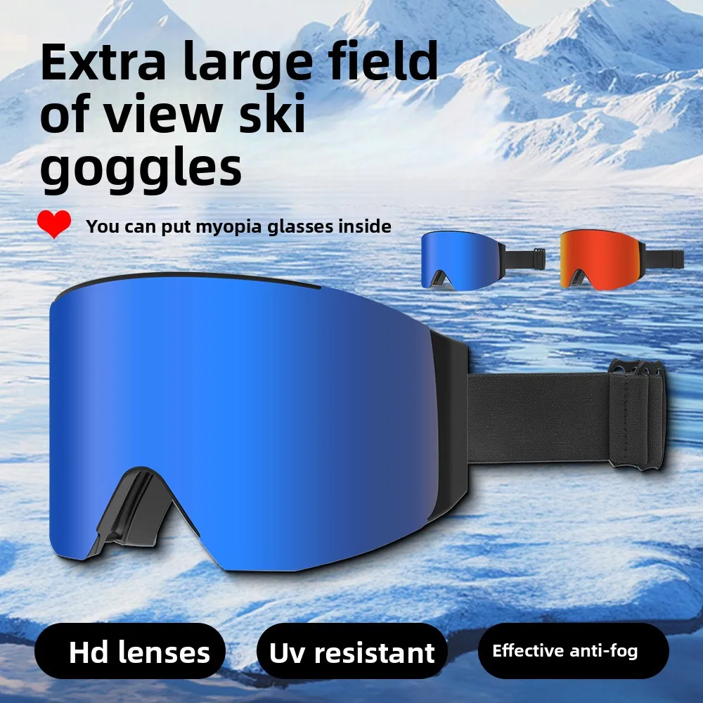 نظارات التزلج المضادة للضباب عالية الوضوح نظارات مغناطيسية جيدة التهوية للرجال والنساء، عدسة ملونة مزدوجة الطبقة معدات الثلج للتزلج