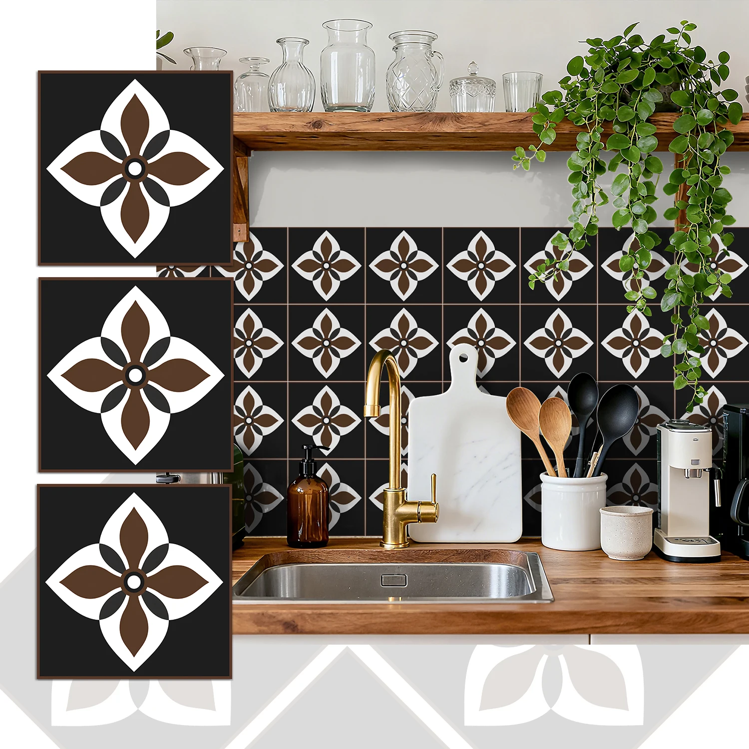 

Stickers muraux bohème tuiles autocollantes décoration murale, cuisine, résistant à l'usure, décoration intérieure 36 pièces