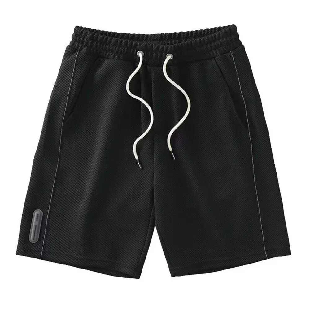 

Baggy Streetwear Korean Fitness Pant Solid Color Pattern Straight Pants Style Summer Suitable Elastic Waist Closure Gym Training