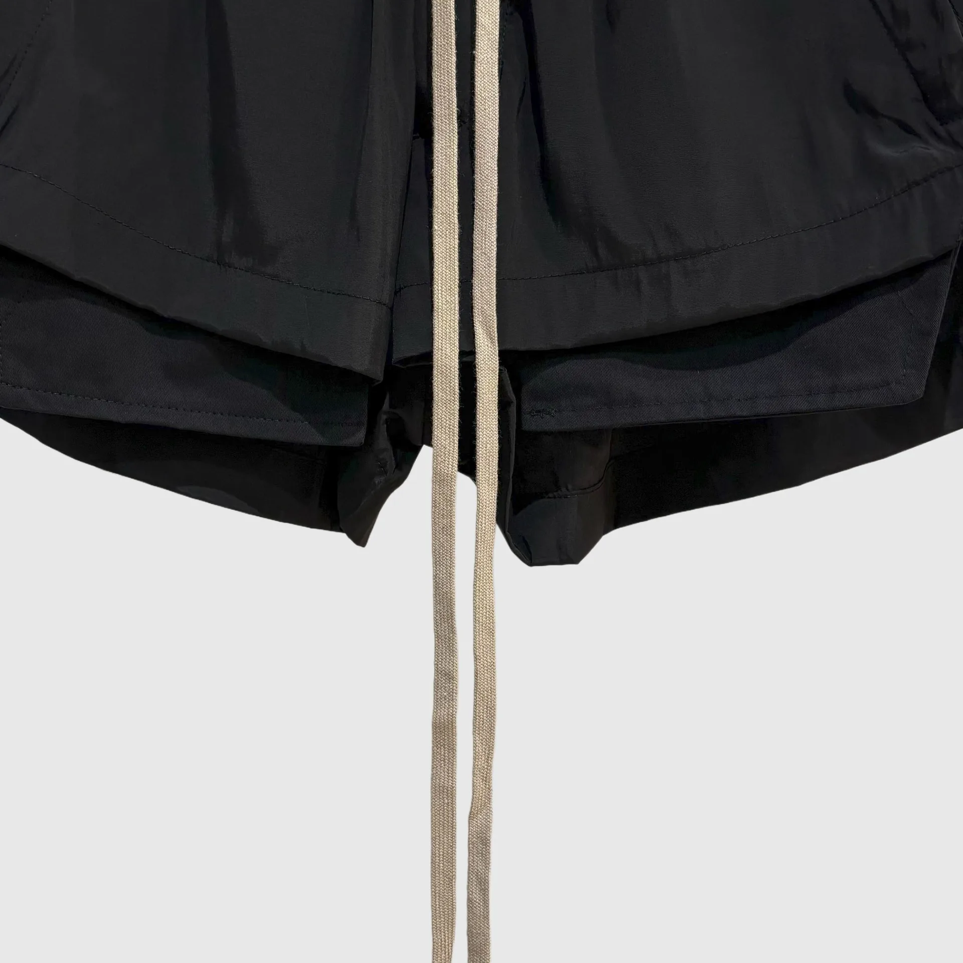 High Street Dark Style Slim Fit Pants with Slit Drawstring Shorts Women's Exlstic Waist Casual Pants Sexy Solid Color Shorts