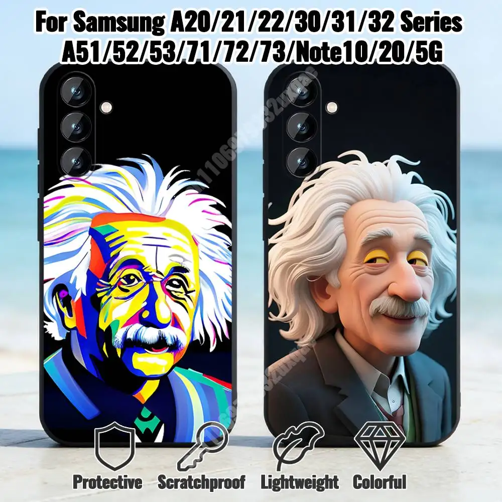 

Albert Einstein Genius Scientist Phone Case for Samsung Galaxy A73 72 71 70 A53 52 41 40 A32 31 30 Note20 Note10 Note9