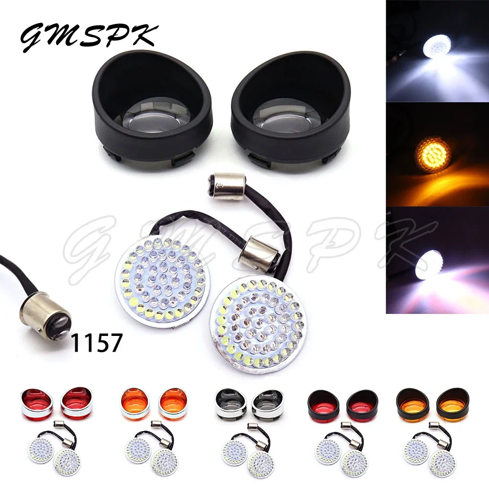 

Motorcycle Turn Signal Indicator 2'' Bullet 1157 LED Inserts Light W/ Lens For Harley Touring Sportster Dyna Softail XL 48 72