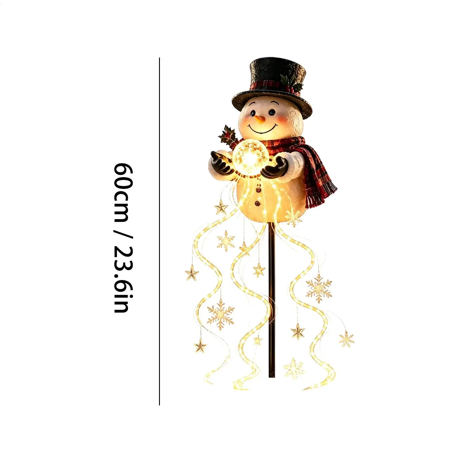 Christmas Pathway Lights 60cm Solar Snowman Stake String Light Waterproof Holiday Stake Lamps for Outdoor Garden Backyard Patio view 6