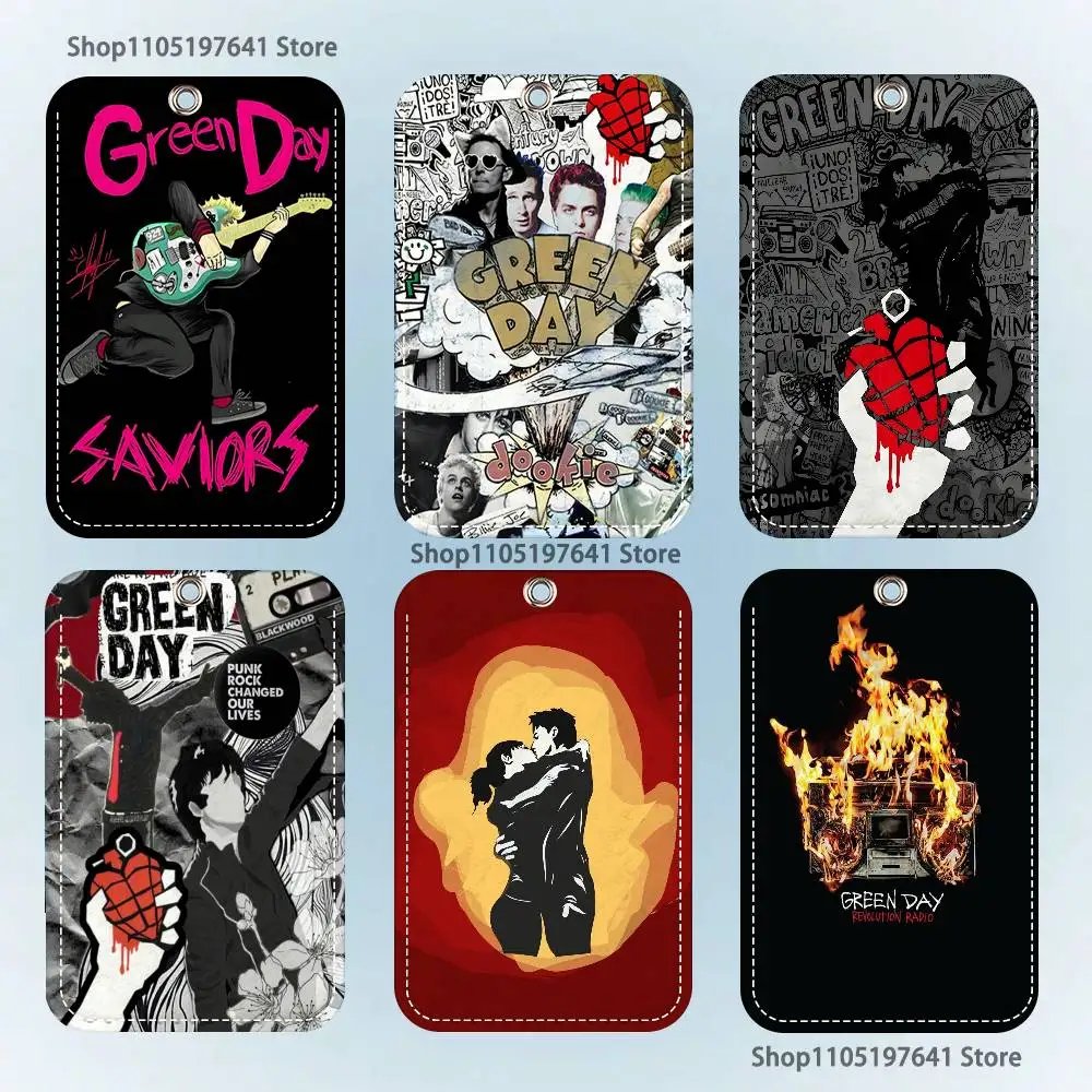 

G-Green Day Band Cartoon Card Keychain Anime Fashion Pendant Bag ID Door Card Case Bus Card Cute Adult