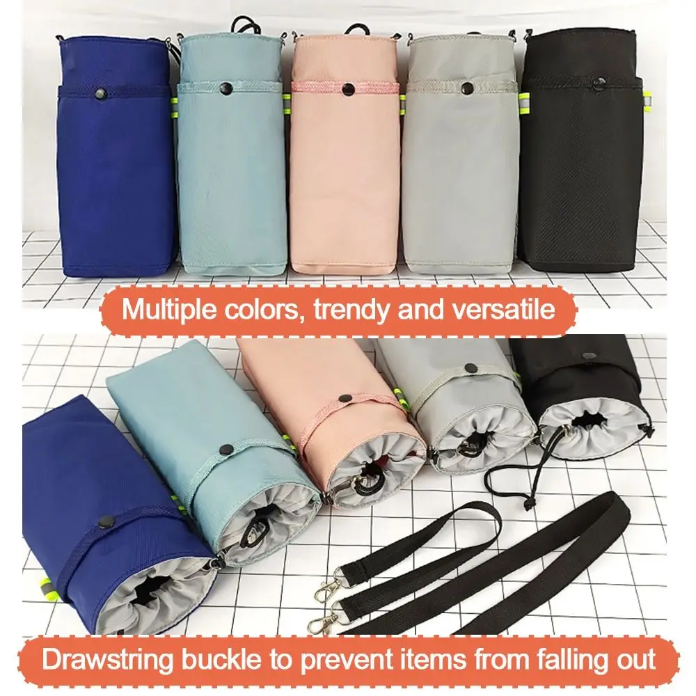 Solid Color Sport Water Bottle Bag Outdoor Canvas Camping Accessories Cup Sleeve with Strap Cup Protective Cover