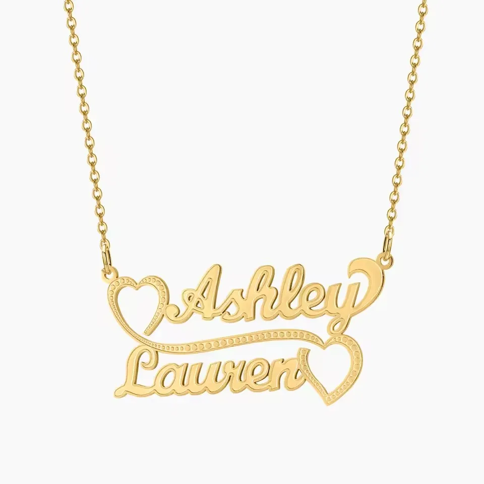 

Script Font Name Custom Textured Necklace For Women Personalized Pattern Corrosion 18K Gold Plate Chain Stainless steel Pendant