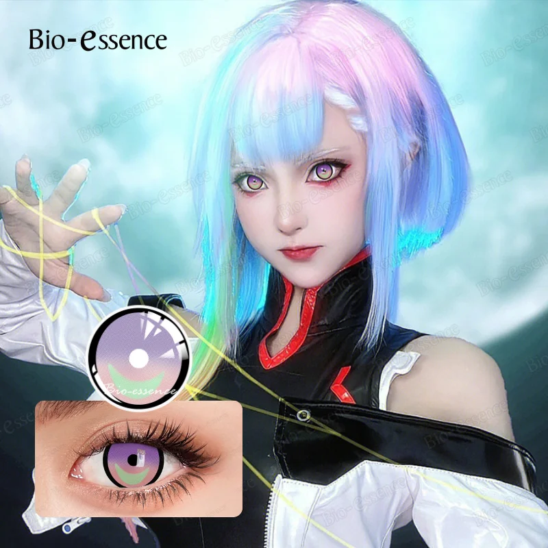 Bio-essence 1 para Cosplay kolorowe kontakty soczewki Rebecca Lucy corocznie korzystają z MAKIMA Anime Coser Eyes Contact źrenice do darmowej wysyłki