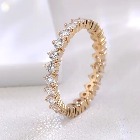 Provence Tail Ring full band 10K Gold Round Lab Diamond Eternal Everyday ring cocktail jewelry for Women girls Christmas Gifts