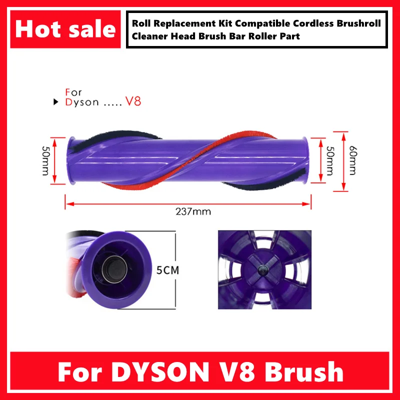 For DYSON V8 Brush Roll Replacement Kit Compatible Cordless Brushroll Cleaner Head Brush Bar Roller Part