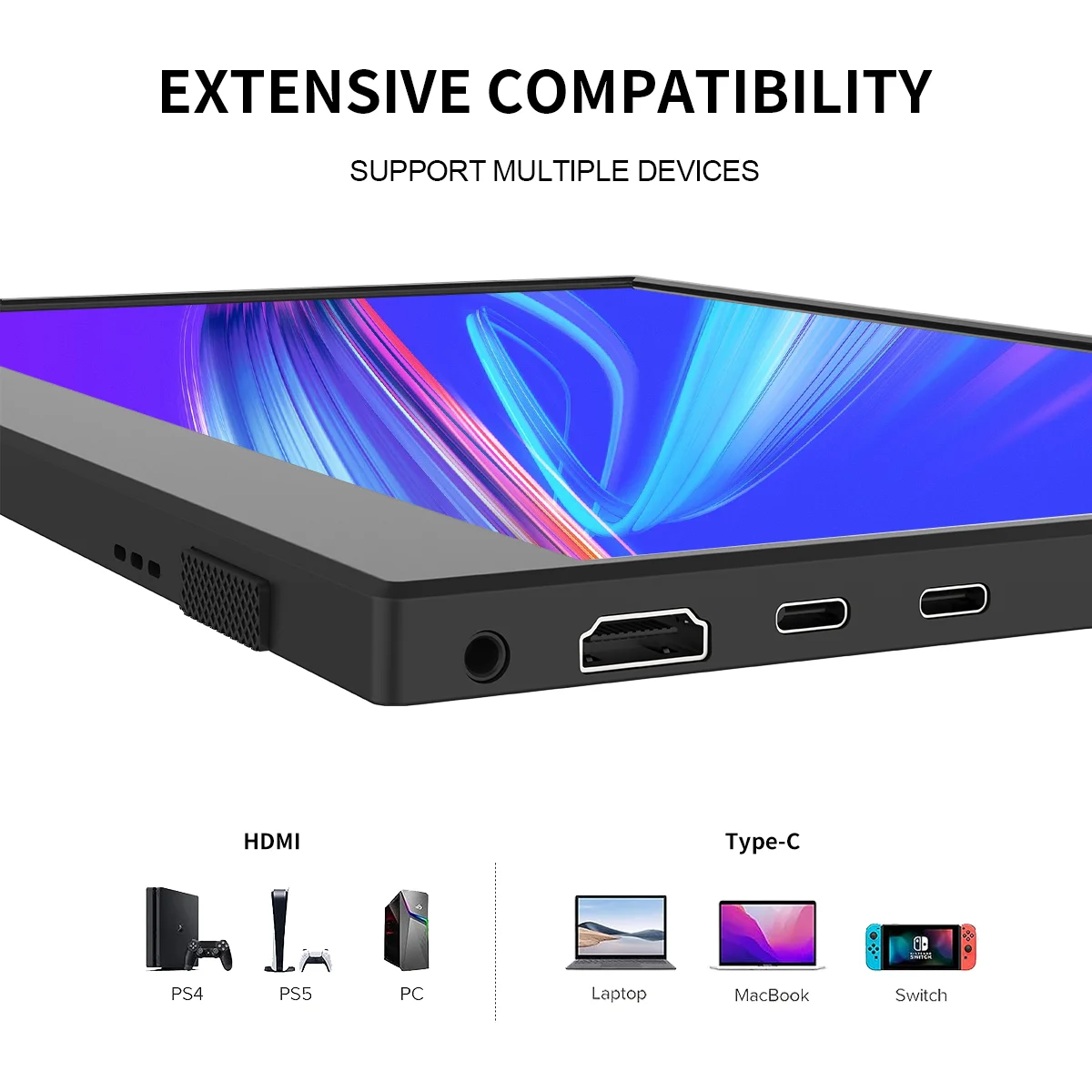 Imagem -04 - Monitor Portátil de Jogos 1920x1080 Hdr Tela Lcd Ips Leve Xbox Switch Deck ps Steam 75 mm Vesa Unew15.6