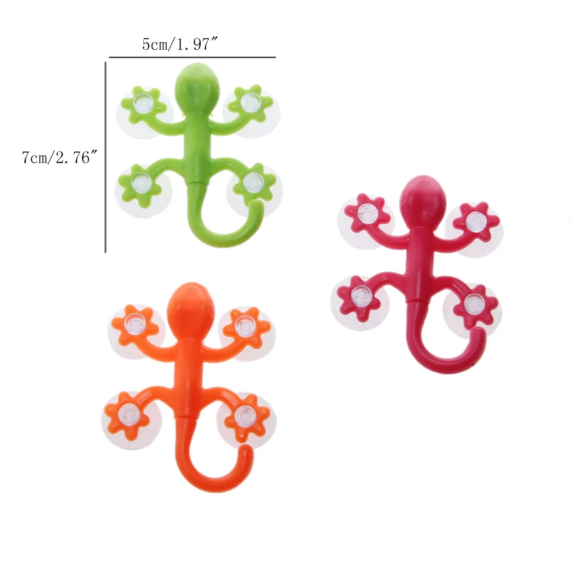 R1WA Wall Mounted Geckos Hook with 4 Suction Cups Vacuum Strong Hook for Bathroom and Office Use Household Decoration