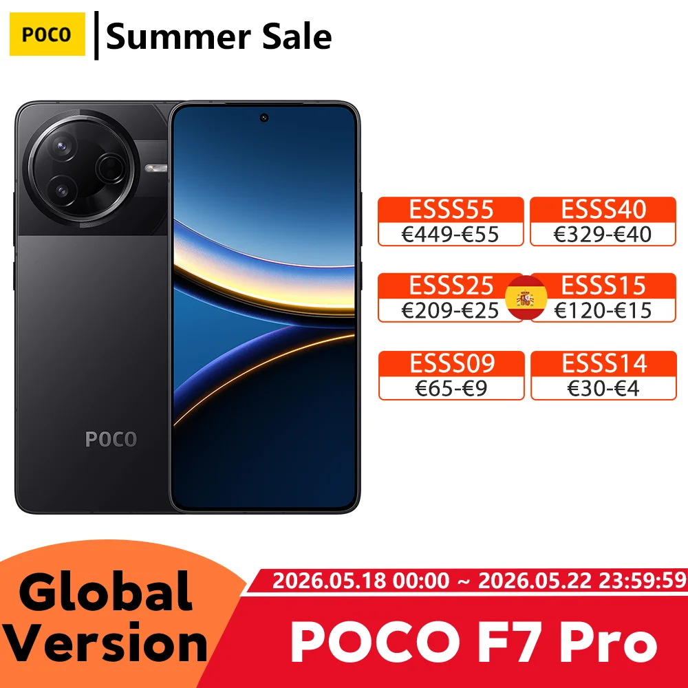 POCO F7 Pro Versión Global, Teléfono Inteligente con Snapdragon 8 Gen 3, Pantalla de 6.67'' y 120Hz, Cámara de 50MP, Batería de 6000mAh, 90W, IP68