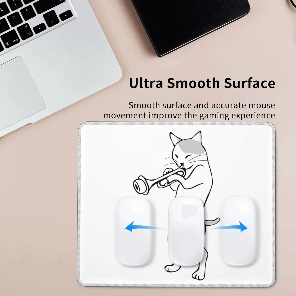 

Cat Trumpet Player Straight Mute Wah Забавная труба Компьютерная клавиатура Коврик для мыши Игровой ПК Ноутбук Настольный коврик Настольные коврики