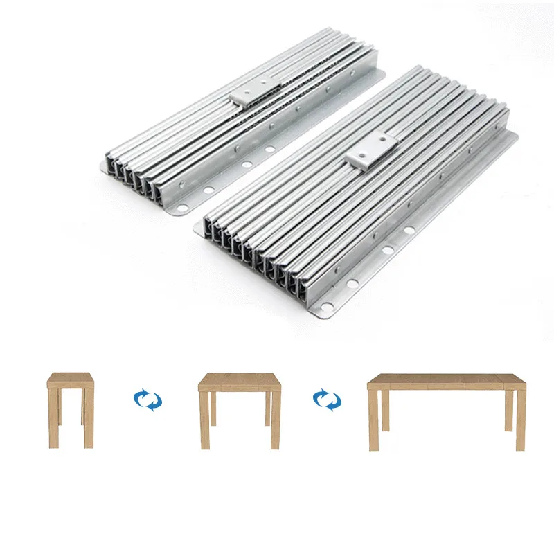 Table pliante en alliage d'aluminium, table pliante cachée, guide télescopique, multi-section, poussée plate, rail coulissant pliant, R64