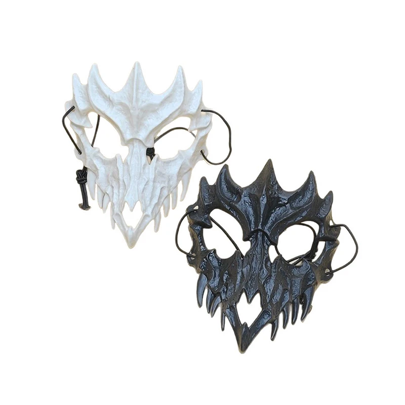 パーティー スカルマスク 長い歯 悪魔 スケルトン ハーフフェイスマスク 狼 龍 虎 恒久鬼 水鬼マスク コスプレ ハロウィン コスチューム 小道具