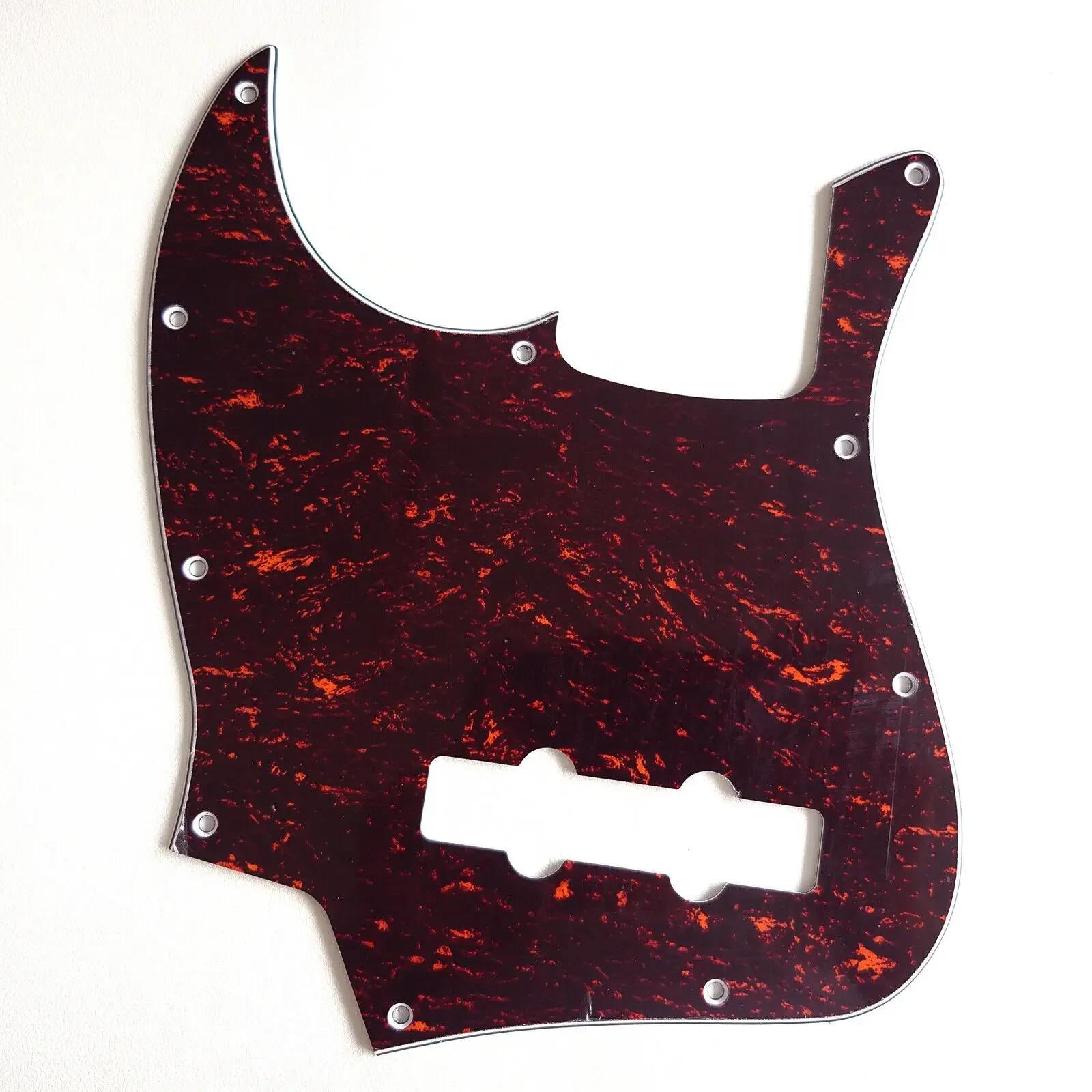 Left-Handed Bass Guitar Pickguard, 4-Ply Red Tortoise, for 4-String Jazz Bass Guitar Parts