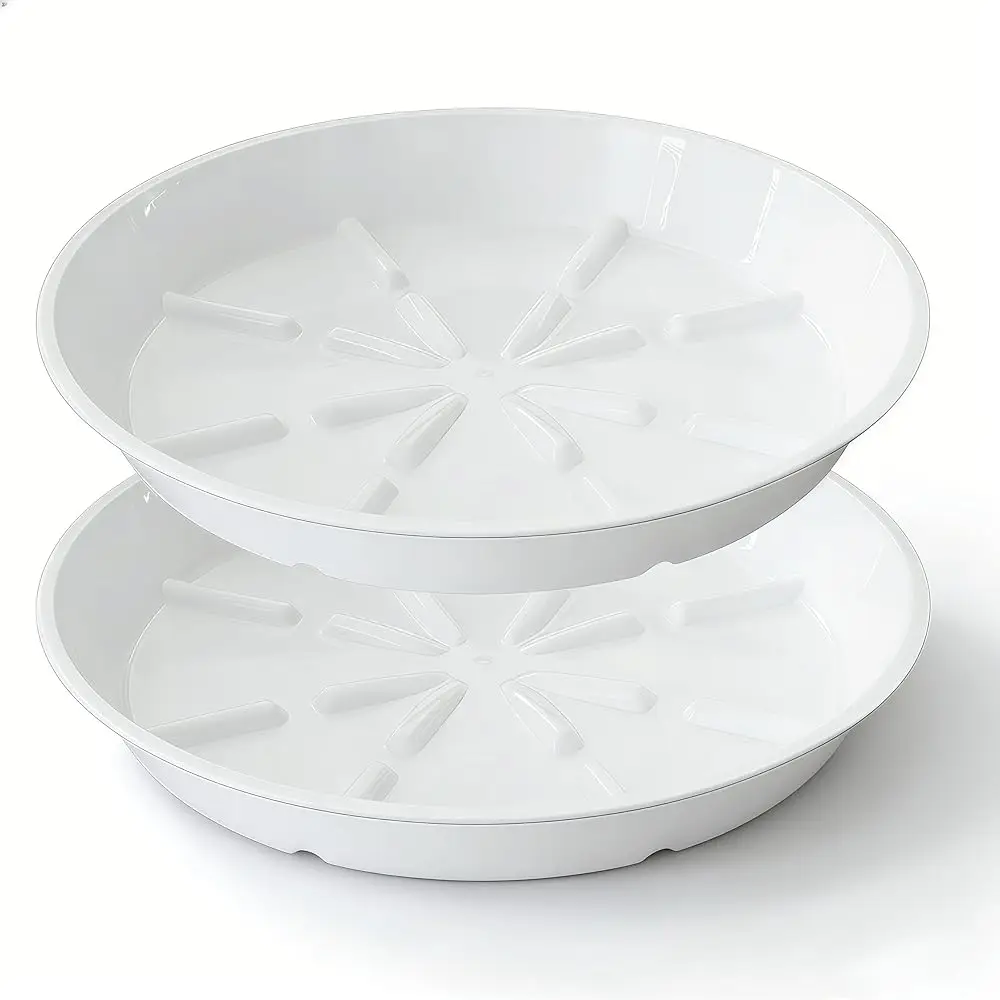 

Набор из 2 пластиковых поддонов для растений диаметром 12 дюймов, подставки для цветочных горшков, поддоны для комнатных растений, садовые поддоны.