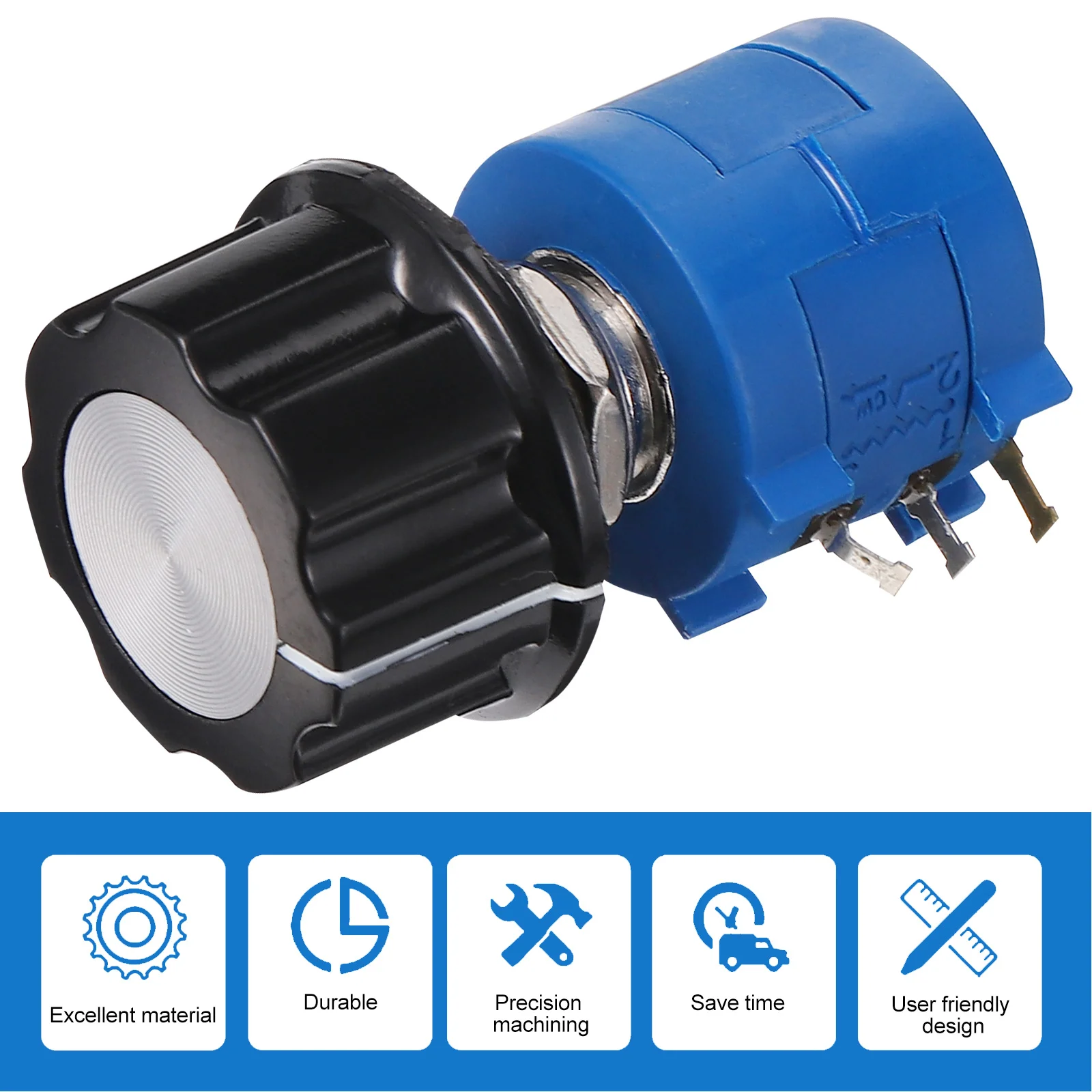 

1Set Potentiometers Rotary Plastic Wire Wound Potentiometer Precision Adjustable Rotating Shaft Safe Durable Tool for Current