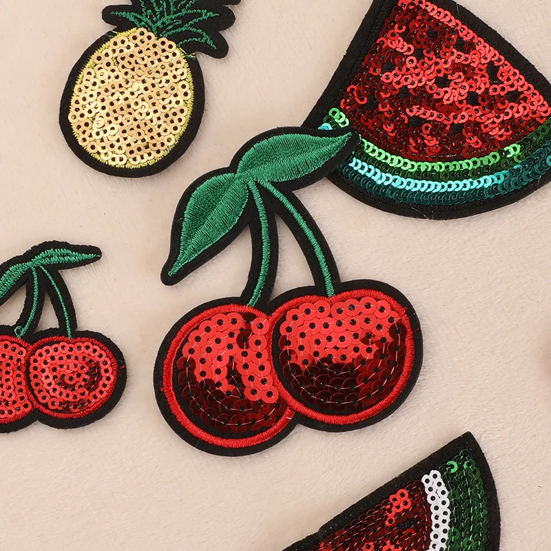 13 teile/los Patches Für Kleidung Kinder Glitter Obst Nette Pack Eisen Auf Gestickte Schmelzbaren Nähen Diy Thermoadhäsive Jacke Mochila – Detail 4