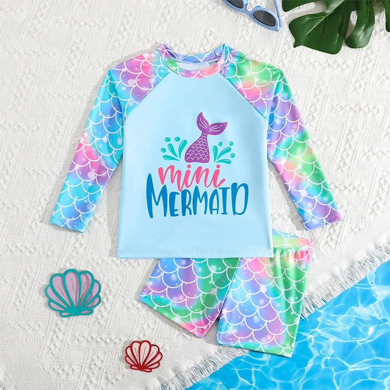 

Printed long-sleeved children's swimsuit hot spring vacation cartoon cute baby girl swimsuit
