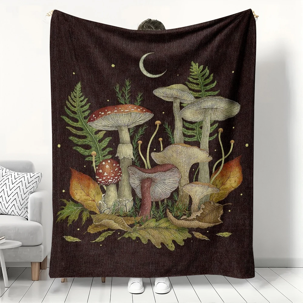 1pc Mysterious style blanket gifts Fantasy Mushroom Moth flannel Blankets for men women fantasy healing gifts four season use