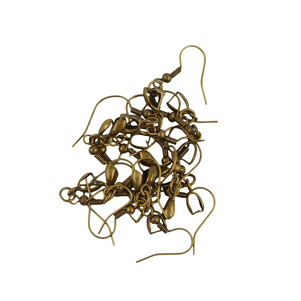 20pcs Brass French Ear Wire Earring Bail Hook - Vintage Bronze, one Size