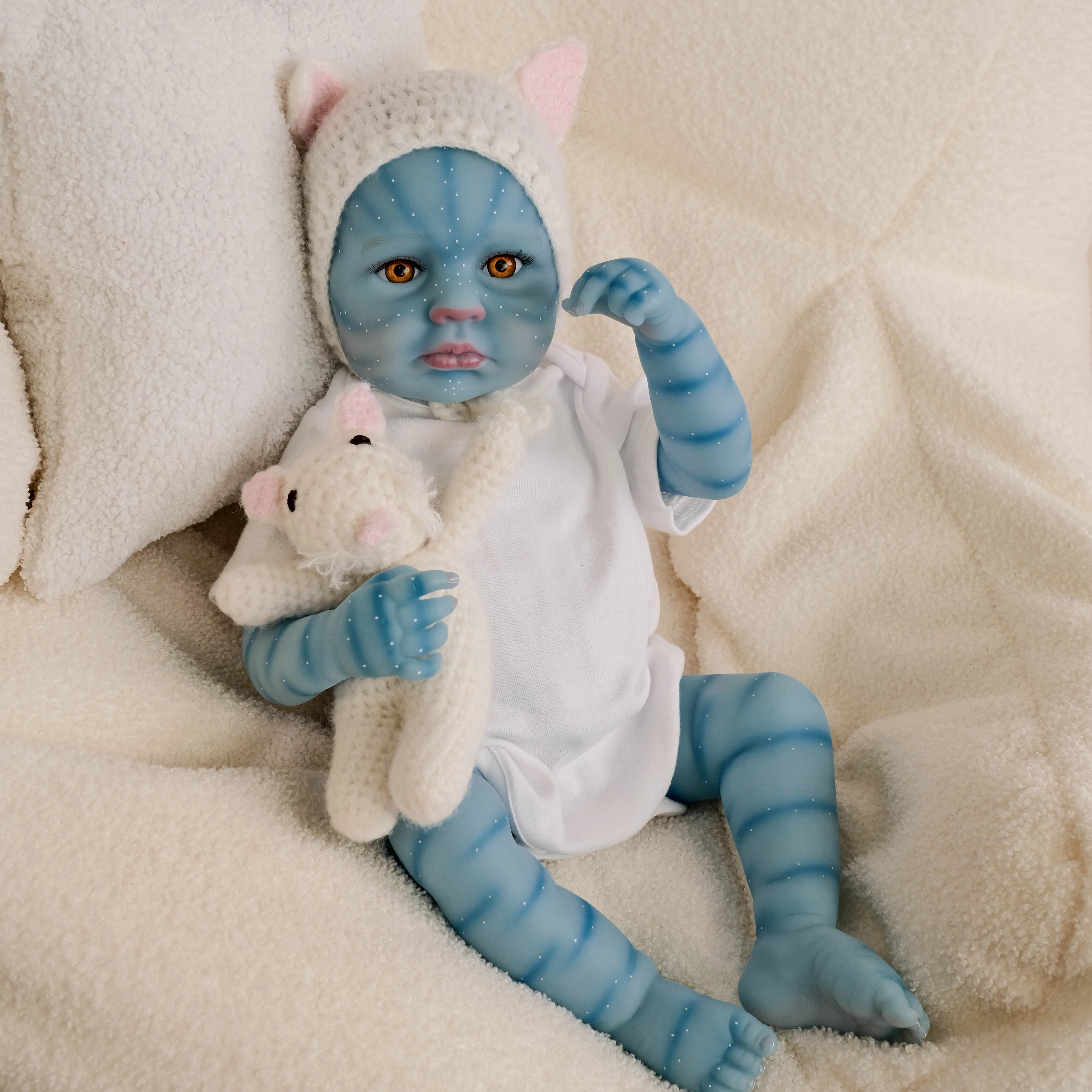 

NPK 19-дюймовая мягкая кукла для новорожденных Loulou Awake Avatar с виниловым корпусом - детская подарочная кукла с раскраской волос