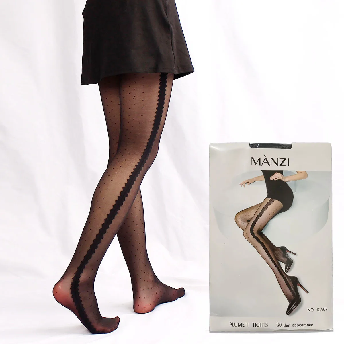 

Retro Side Striped Ladies Pantyhose Black Thin Transparent Dots Hottie Lolita Sexy Elegance Silk Stockings