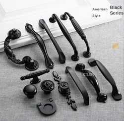 American Style Black Handle Hardware and Aluminum Handl Chest of Drawers Flower Knobs Handles for Drawers