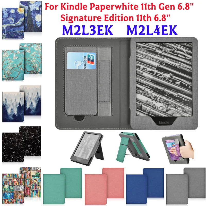 

With Hand Strap Case For 6.8'' Kindle Paperwhite Signature Edition 11th 6.8 inch 2021 M2L3EK M2L4EK Ebook Stand Smart Cover