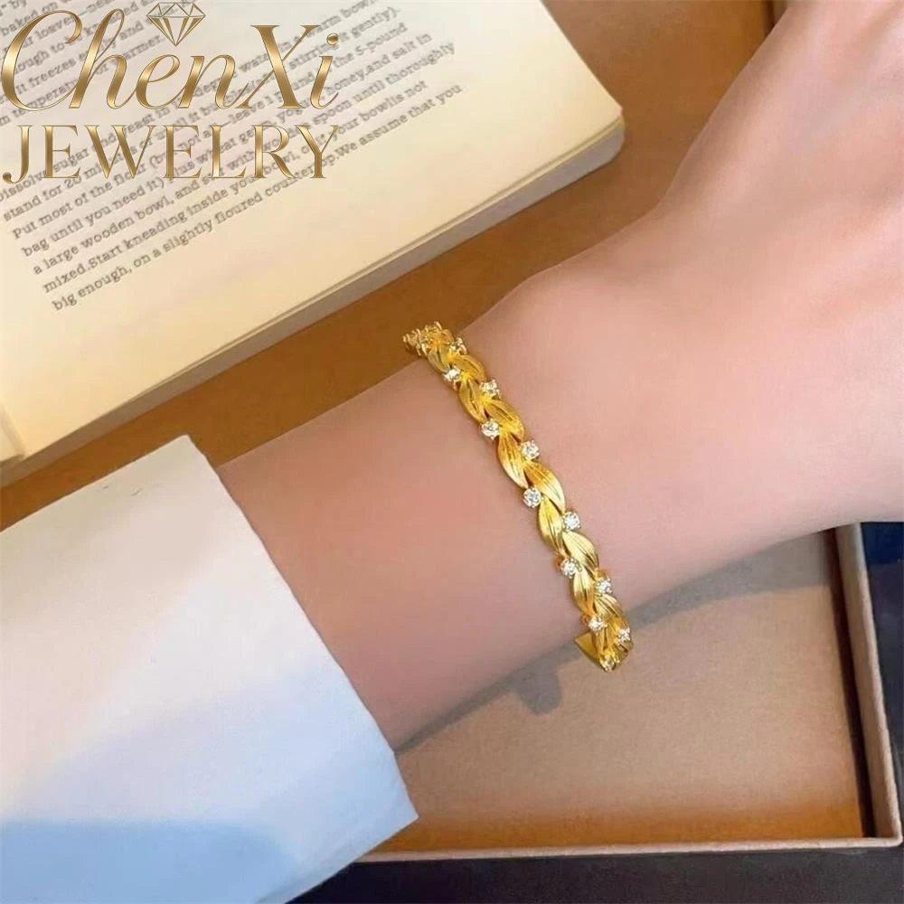 

Браслет из песочного золота с плетеными элементами в виде пшеничных колосьев, роскошное модное украшение, изысканный, элегантный, популярный, с подвесками, для молодежи