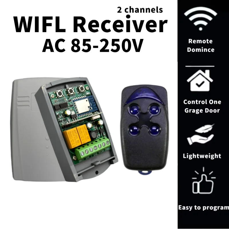 

WIFL 220V 2-way 10A remote control switch for gearbox motor forward and reverse rotation, wireless control switch 433MHz