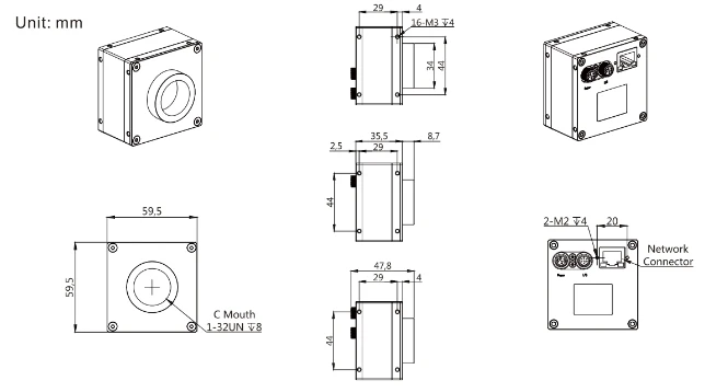 Infrared wavelength 1150nm high definition 5MP Research level Internet port Industrial camera dark field detection