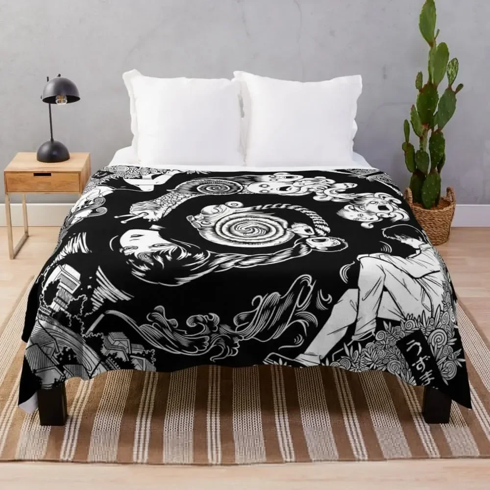 Spiral Into Horror - Uzumaki Throw Blanket Designers Thermals For Travel Blankets