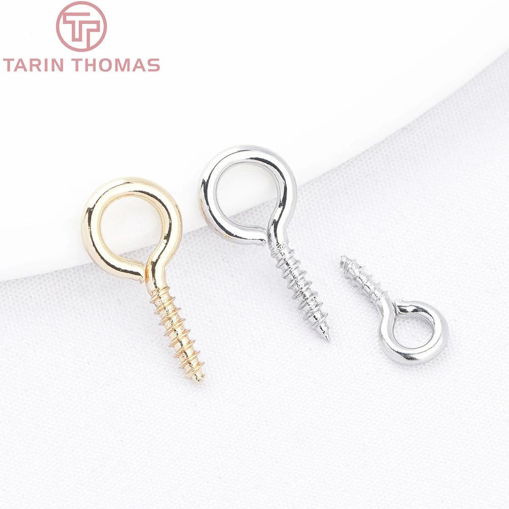(9847) 20PCS 7x15MM 24K Gold Color Brass Screw Lifting Ring Thread Needle Connectors High Quality Jewelry Making Accessories