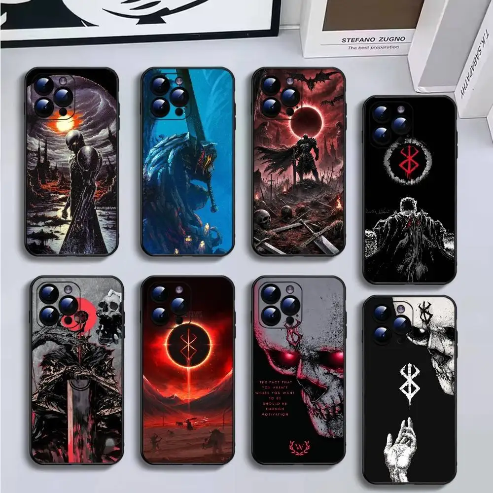 

b-BerserkGuts Griffith Phone Case For iPhone16,15,14,13,12,11 Plus,Pro Max,XS,X,XR,SE,Mini,8,7,Soft Silicone Black Cover
