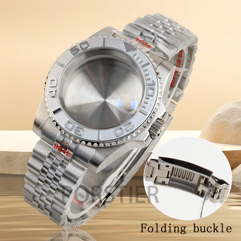 40mm Gray/Black Ceramic Bezel NH35 Case for Seiko NH34 NH35 NH36 movement Yacht-master Watch Case Sapphire Glass Stainless steel