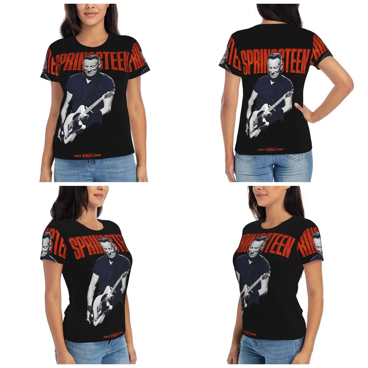 Camiseta de Bruce Springsteen para mujer, camisetas de manga corta, ropa con cuello redondo, camisetas de algodón para verano, ropa de calle