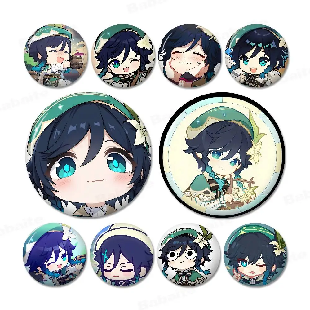 Venti Genshin Impact Soft Button Pin Bright Printed Icon Gift For Friends Badge Collar Brooch Lapel Pin Metal