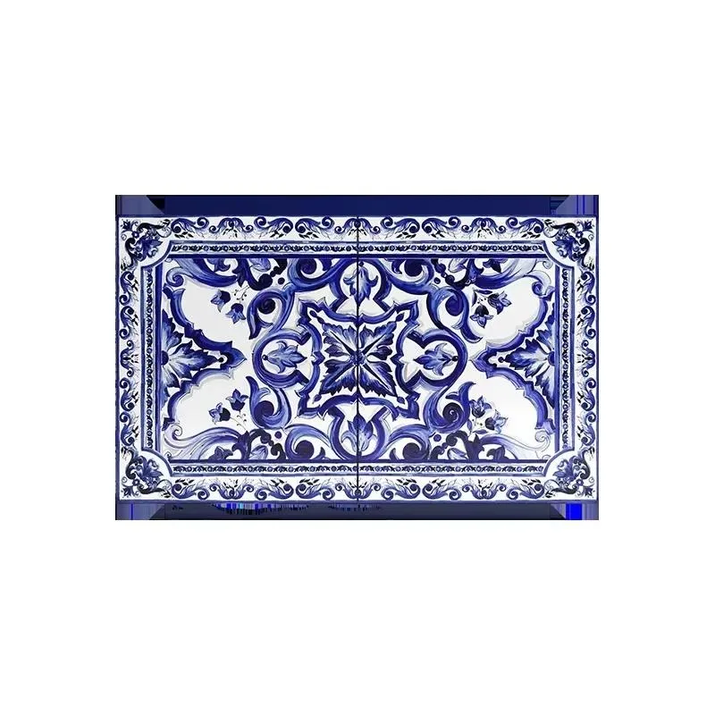 Modern Luxury Wooden Display Cabinet Functional Blue and White Bar for Living Room High End Design Storage Showcase