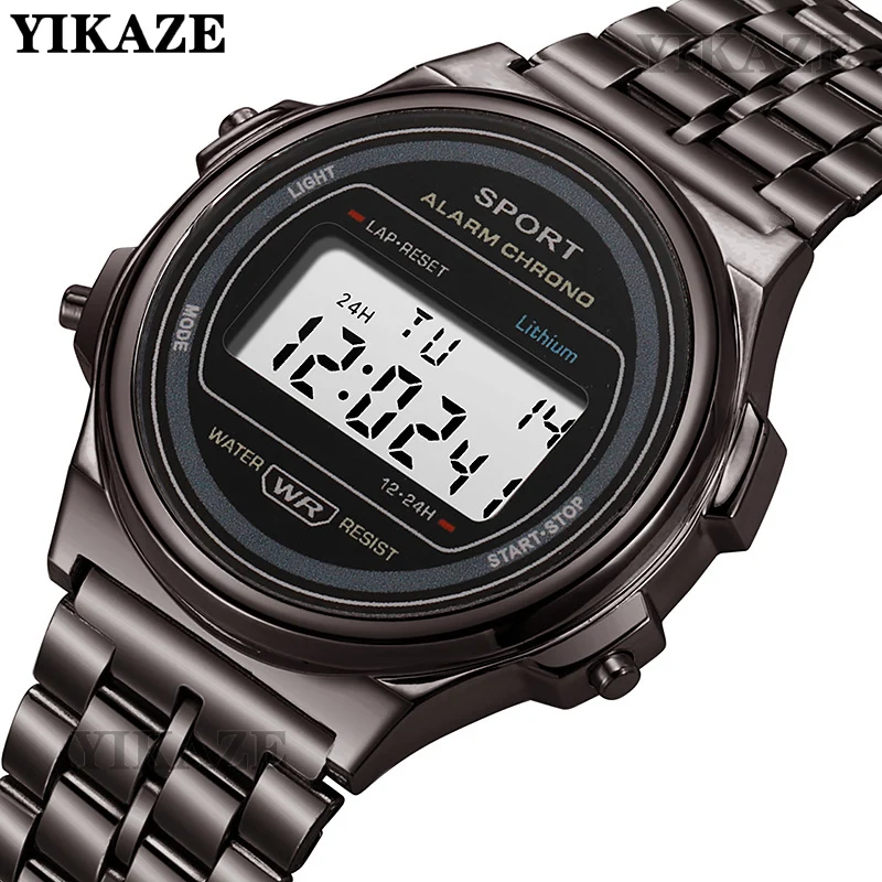 YIKAZE Men\'s Watch Classic F91 Stainless Steel Men Watches LED Digital  Sport Watch Business Electronic Wristwatch Clock for Man