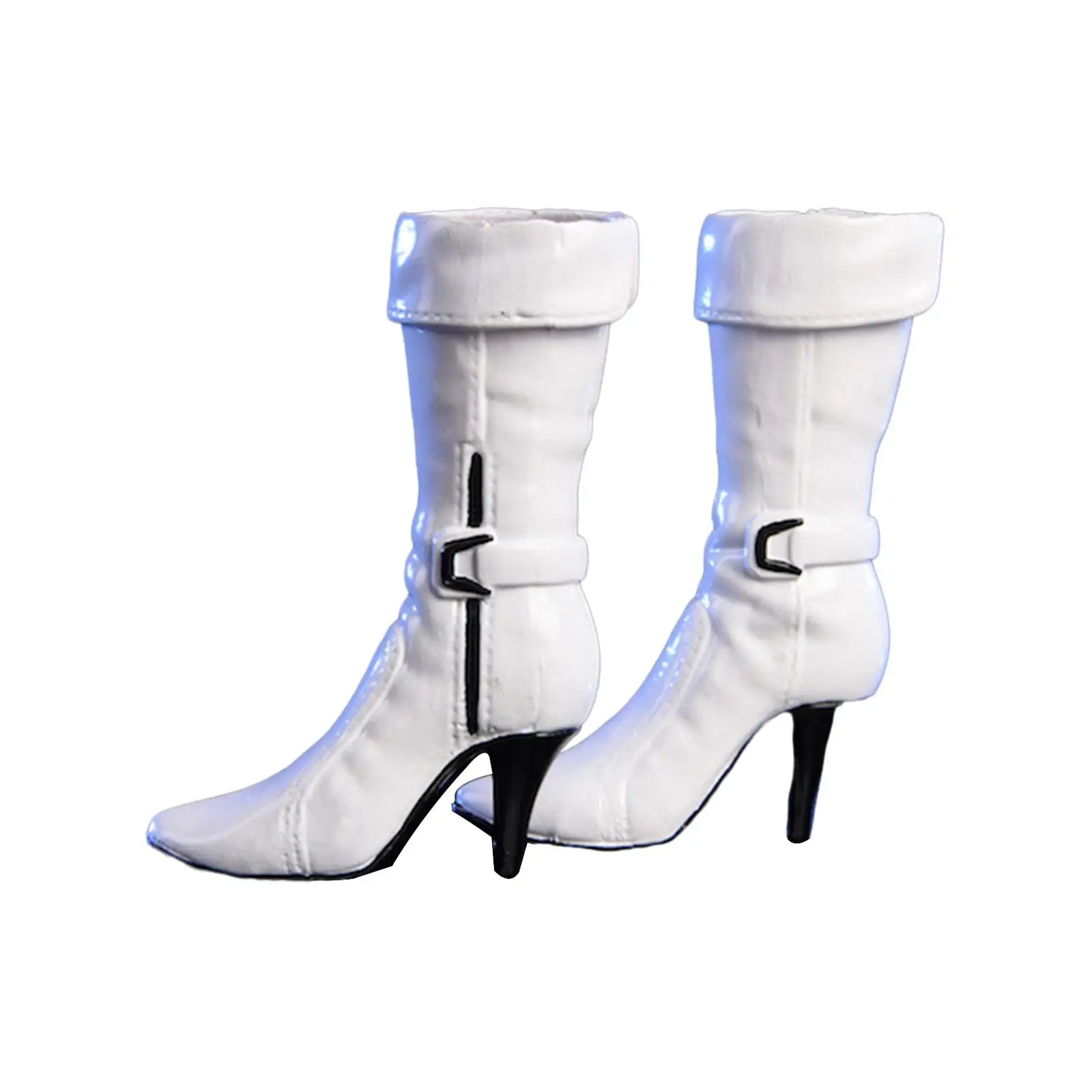 

Обувь для фигурок в масштабе 1/6, ботинки из искусственной кожи для 12-дюймовых женских аксессуаров для фигурок, белые