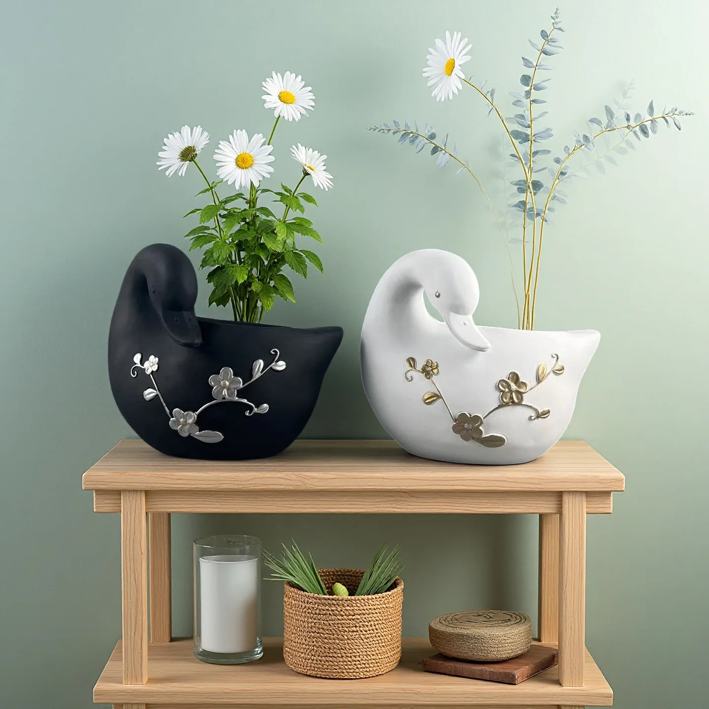 

Nordic swan flower pot resin decoration home garden planter creative ornament decoration