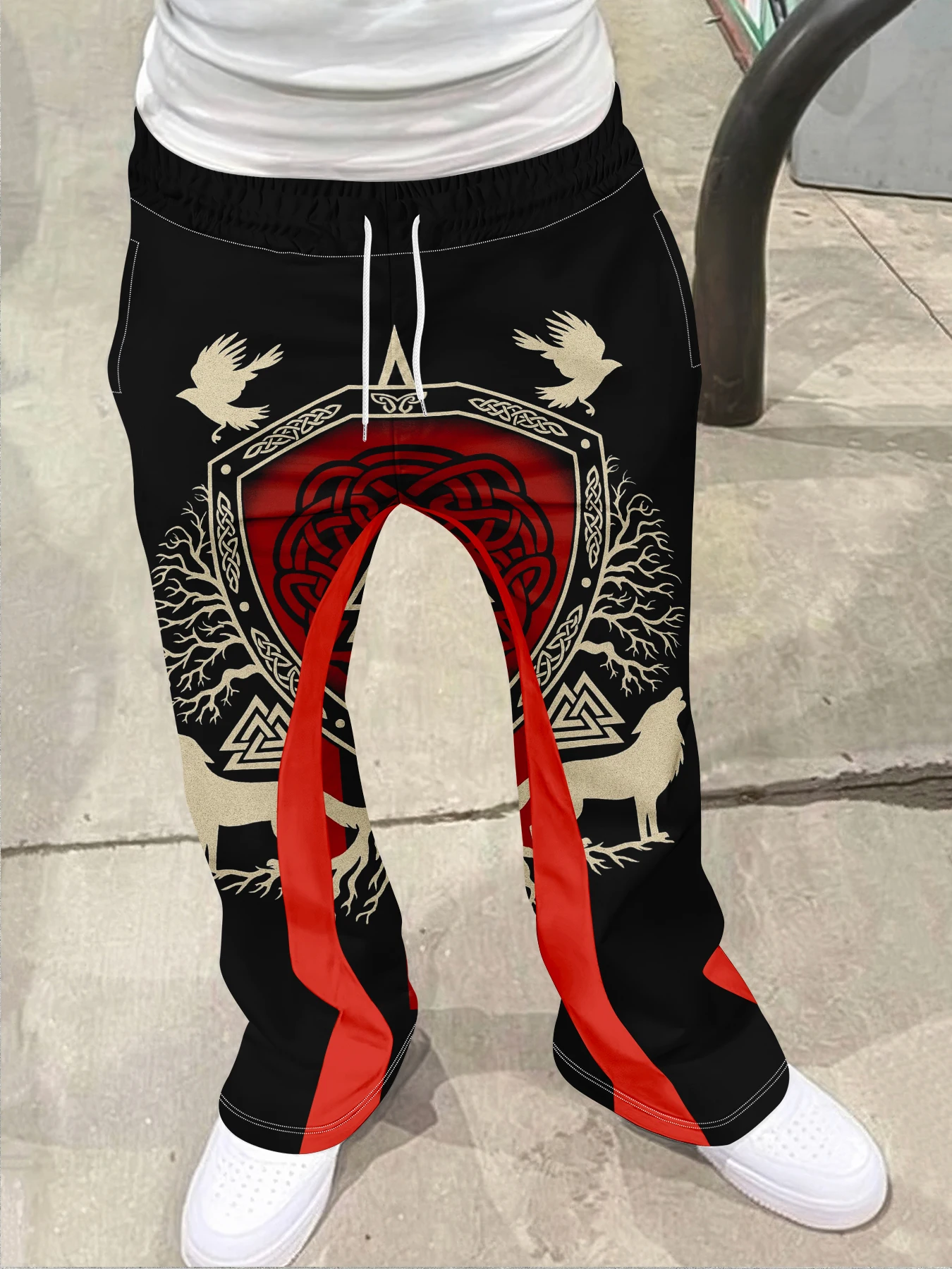 

Flared Y2k Pants Men Loose 3D Print Trousers Casual Sweatpants Mid Waist Sporty Female Clothes Streetwear Hip Hop Vintage Pants