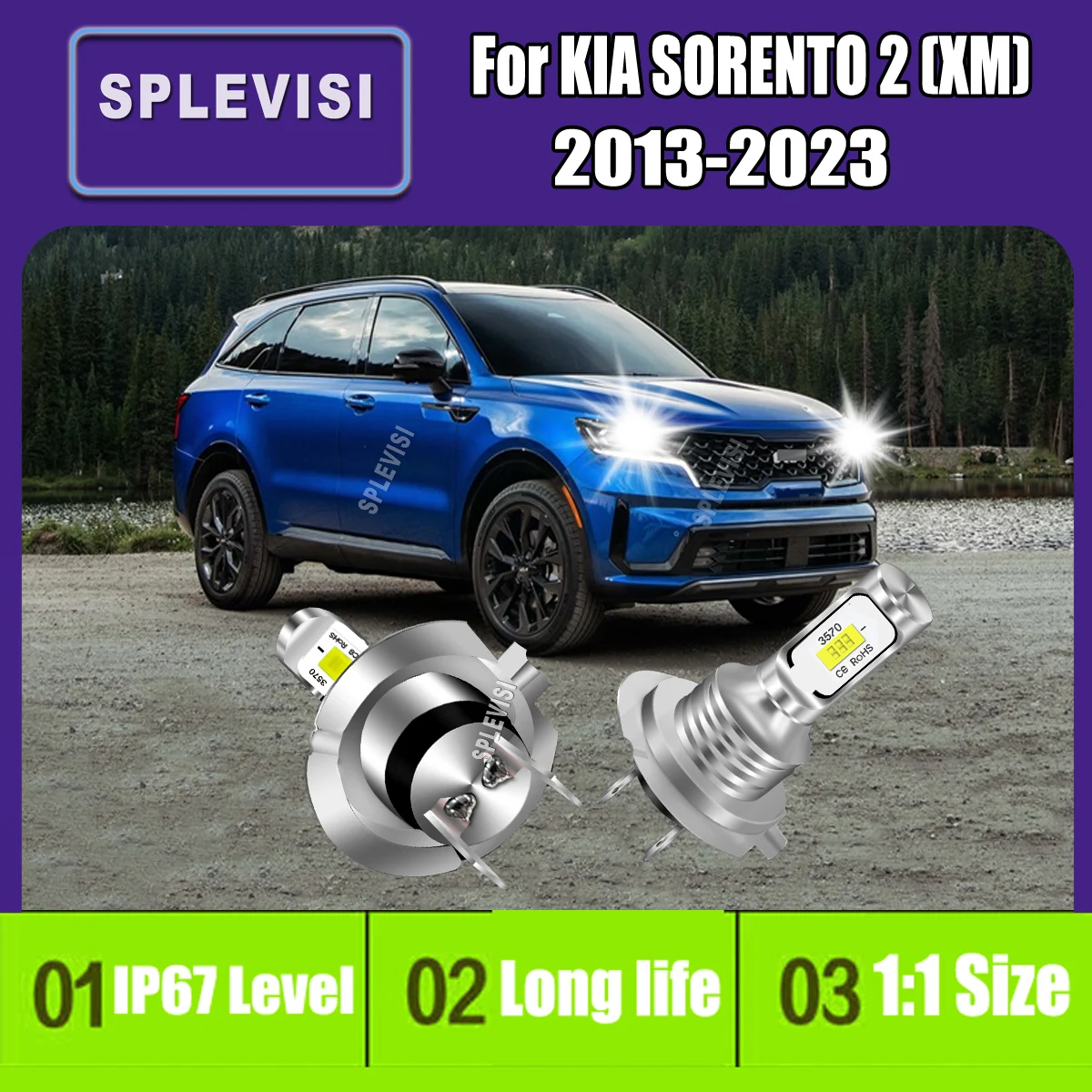 

H7 Car Headlight Bulbs Auto Lamp LED Lights enhancing clarity and reducing eye strain For KIA SORENTO 2 (XM)2013 2014 2015-2023