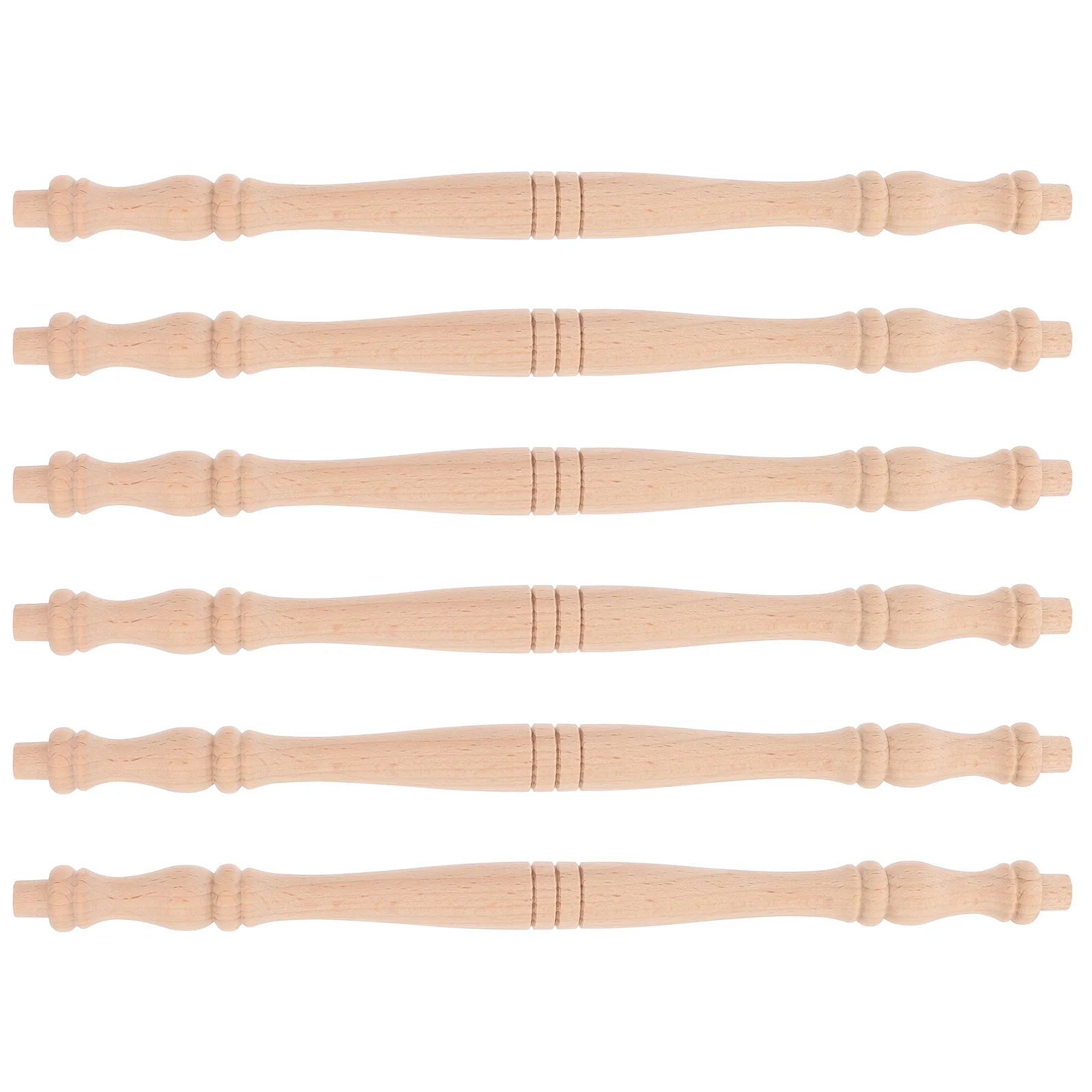 

6 Pcs Solid Wood Wine Cabinet Decorative Column House Spindle Stair Balusters Unfinished Spindles