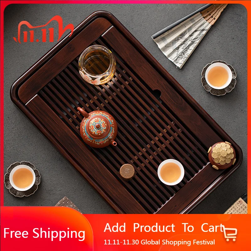 

Plate Serving Tea Tray Accessories Decorative Drainage Drip Kitchen Tea Tray Rectangle Living Room Bandeja Madera Home Products